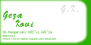 geza kovi business card